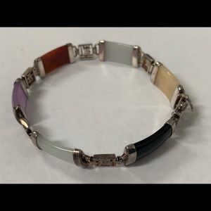 925 Silver jade $ Chinese Symbols link Bracelet